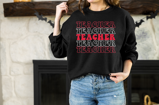 Black and Red Teacher Sweatshirt